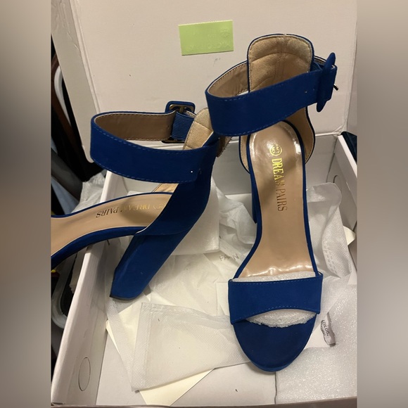 Royal blue suede beautiful heels new only tried on.Heel is 4.5 inches w platform - Picture 2 of 3